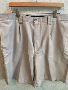 Van Heusen Light Beige Flat-Front Men's Shorts
